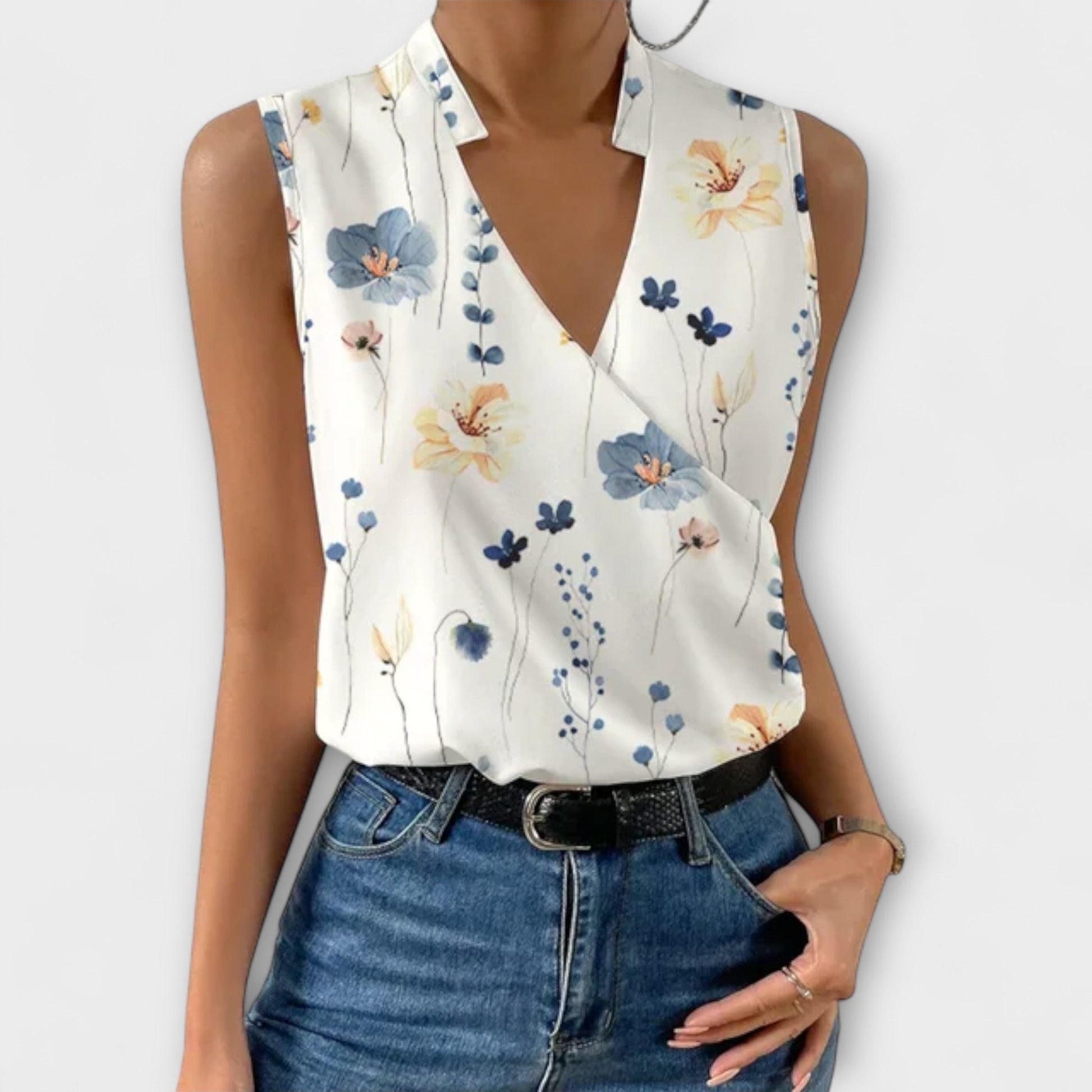 Women's Floral Top with Sleeveless by Selouva