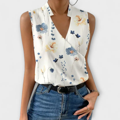 Women's Floral Top with Sleeveless by Selouva