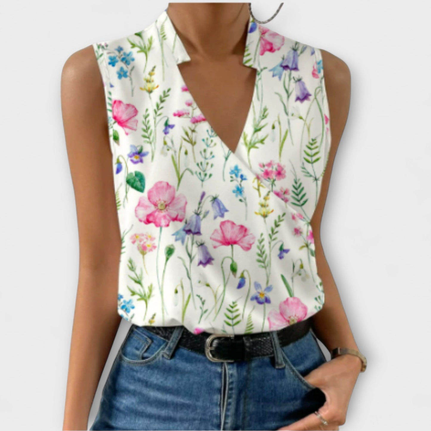 Women's Floral Top with Sleeveless by Selouva