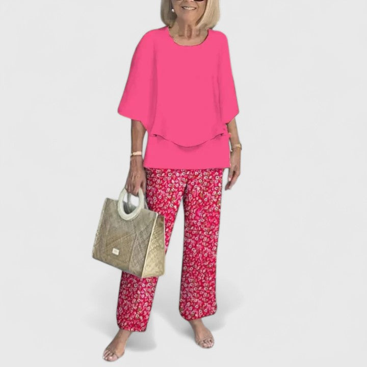 Women's Floral Two-Piece Top Set by Selouva