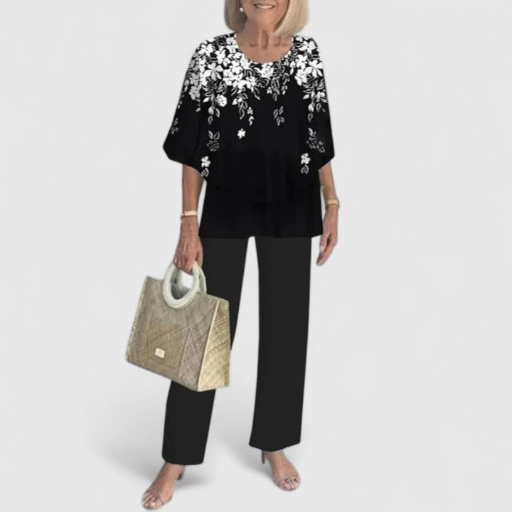 Women's Floral Two-Piece Top Set by Selouva