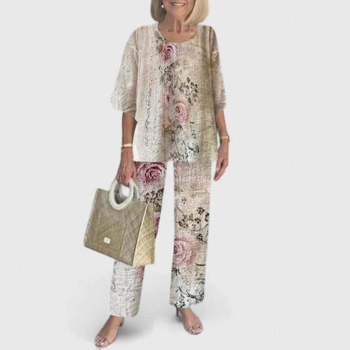 Women's Floral Two-Piece Top Set by Selouva