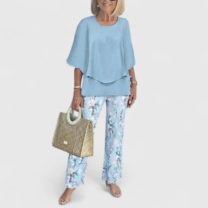 Women's Floral Two-Piece Top Set by Selouva