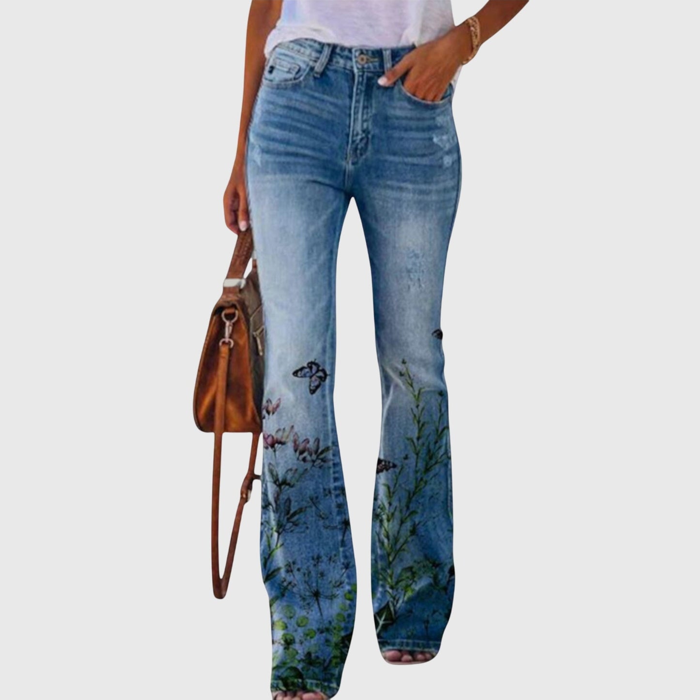 Floral Print Wide Leg Pants With Button Detailing Accents by Selouva