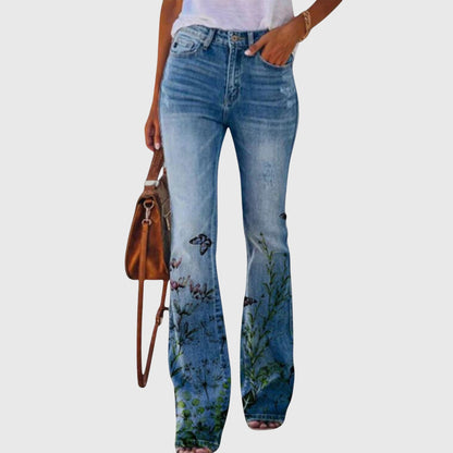Floral Print Wide Leg Pants With Button Detailing Accents by Selouva
