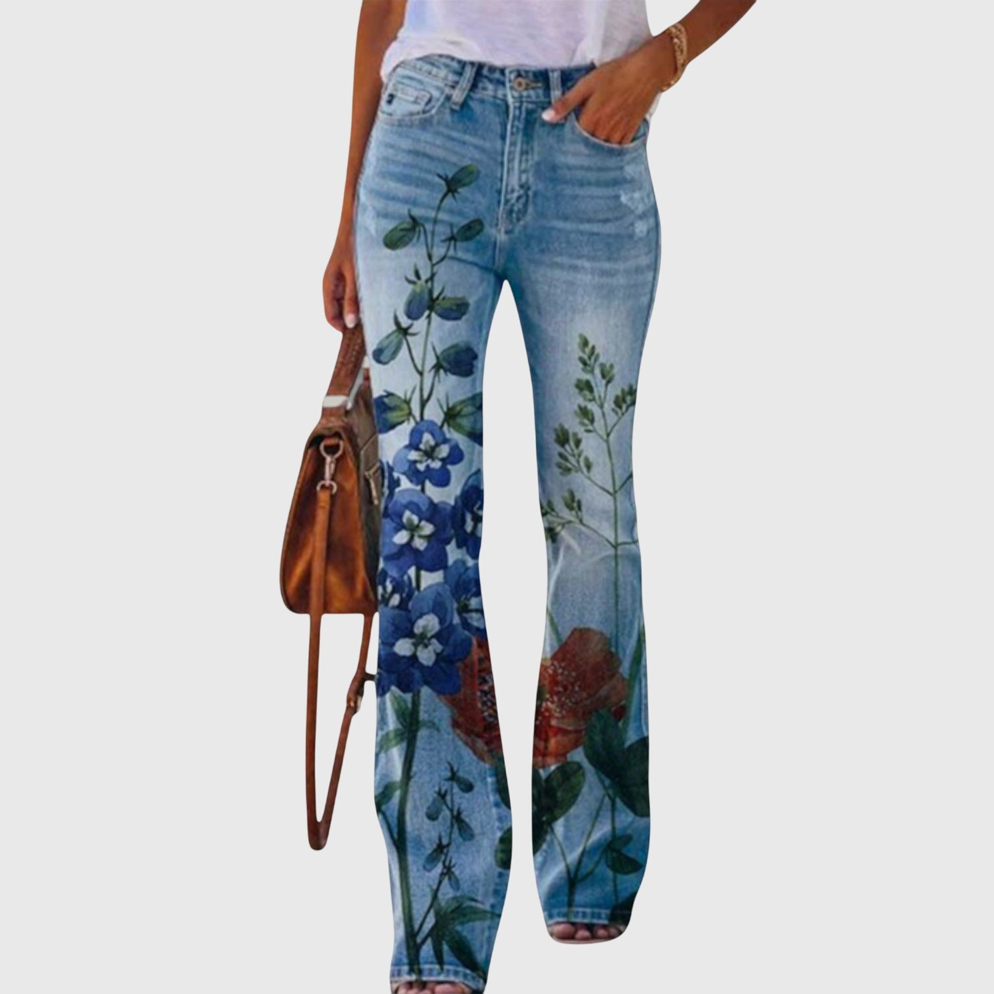 Floral Print Wide Leg Pants With Button Detailing Accents by Selouva