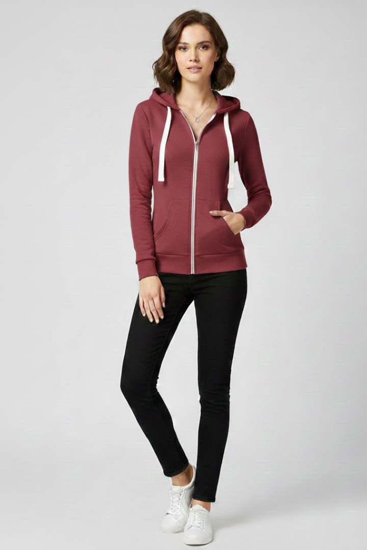 Grace Womens Zip Hoodie With Front Zipper And Kangaroo Pockets by Selouva