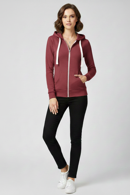 Grace Womens Zip Hoodie With Front Zipper And Kangaroo Pockets by Selouva