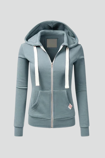 Grace Womens Zip Hoodie With Front Zipper And Kangaroo Pockets by Selouva