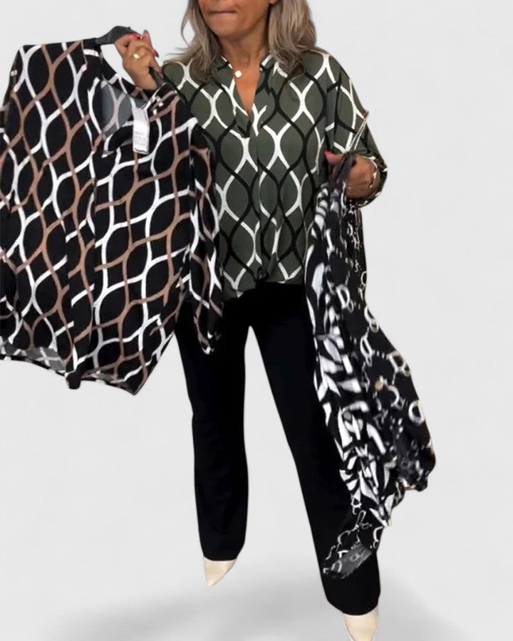 Calindrah Sophisticated Geometric Print Blouse For All Day Wear by Selouva