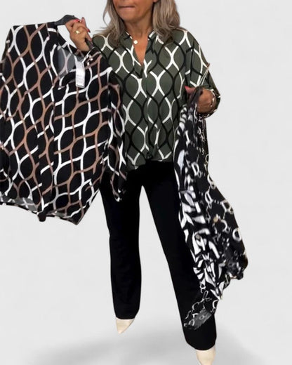 Calindrah Sophisticated Geometric Print Blouse For All Day Wear by Selouva