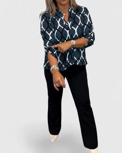 Calindrah Sophisticated Geometric Print Blouse For All Day Wear by Selouva