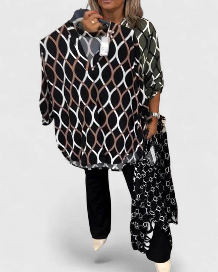 Calindrah Sophisticated Geometric Print Blouse For All Day Wear by Selouva