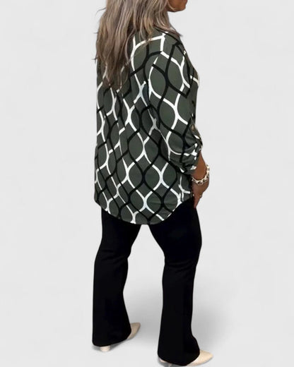 Calindrah Sophisticated Geometric Print Blouse For All Day Wear by Selouva