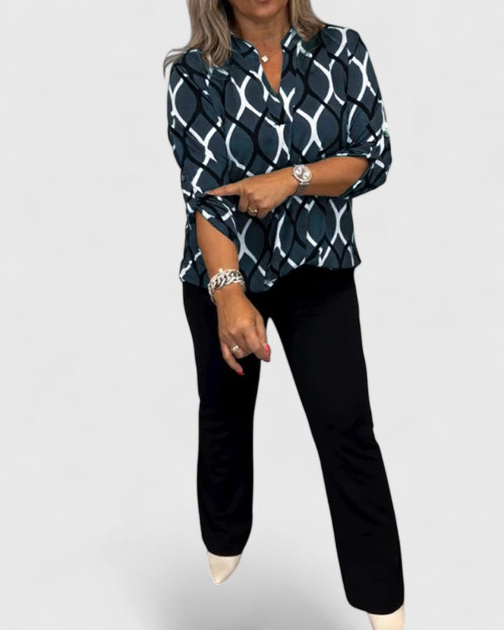 Hannah Comfortable Blouse With Graphic Print And Lightweight Fabric by Selouva