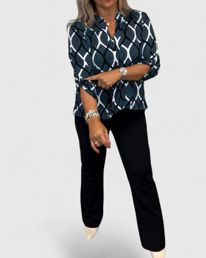 Hannah Comfortable Blouse With Graphic Print And Lightweight Fabric by Selouva