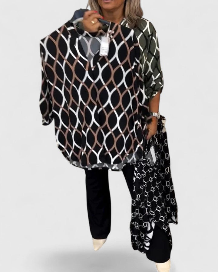 Hannah Comfortable Blouse With Graphic Print And Lightweight Fabric by Selouva