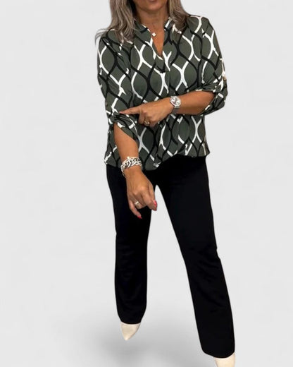 Hannah Comfortable Blouse With Graphic Print And Lightweight Fabric by Selouva