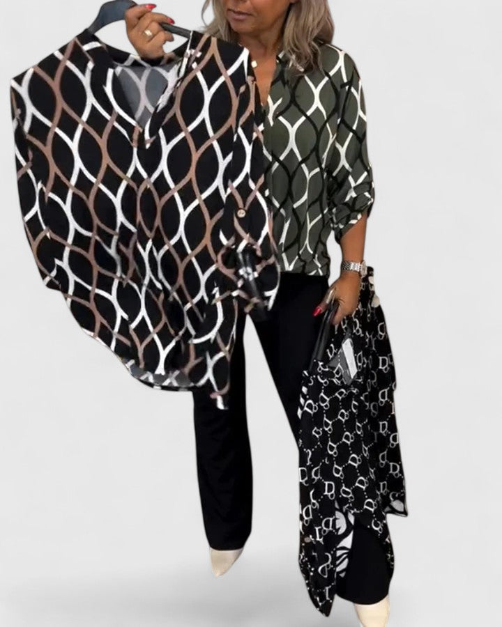 Hannah Comfortable Blouse With Graphic Print And Lightweight Fabric by Selouva