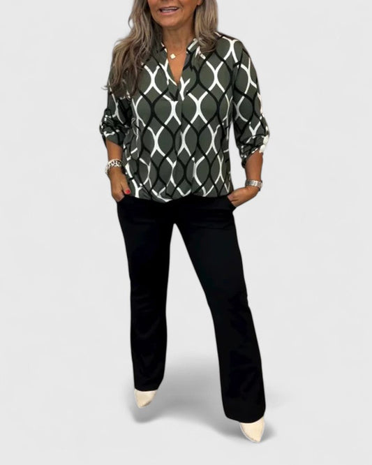 Hannah Comfortable Blouse With Graphic Print And Lightweight Fabric by Selouva