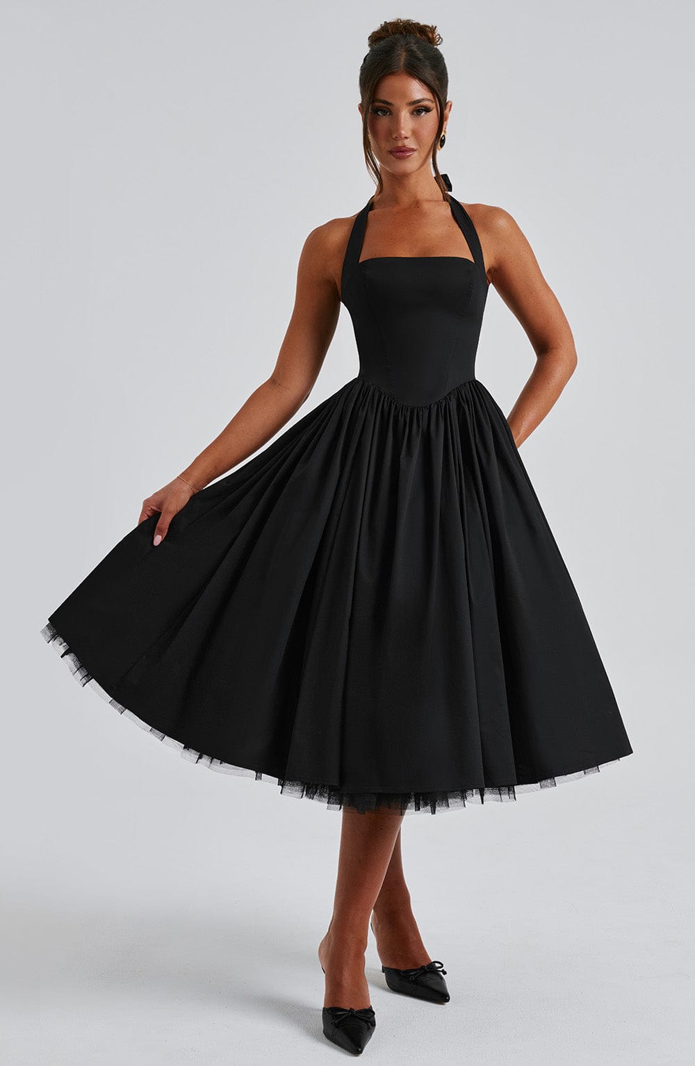 Chloe | Women’s Wedding Guest Halter Midi Dress by Selouva