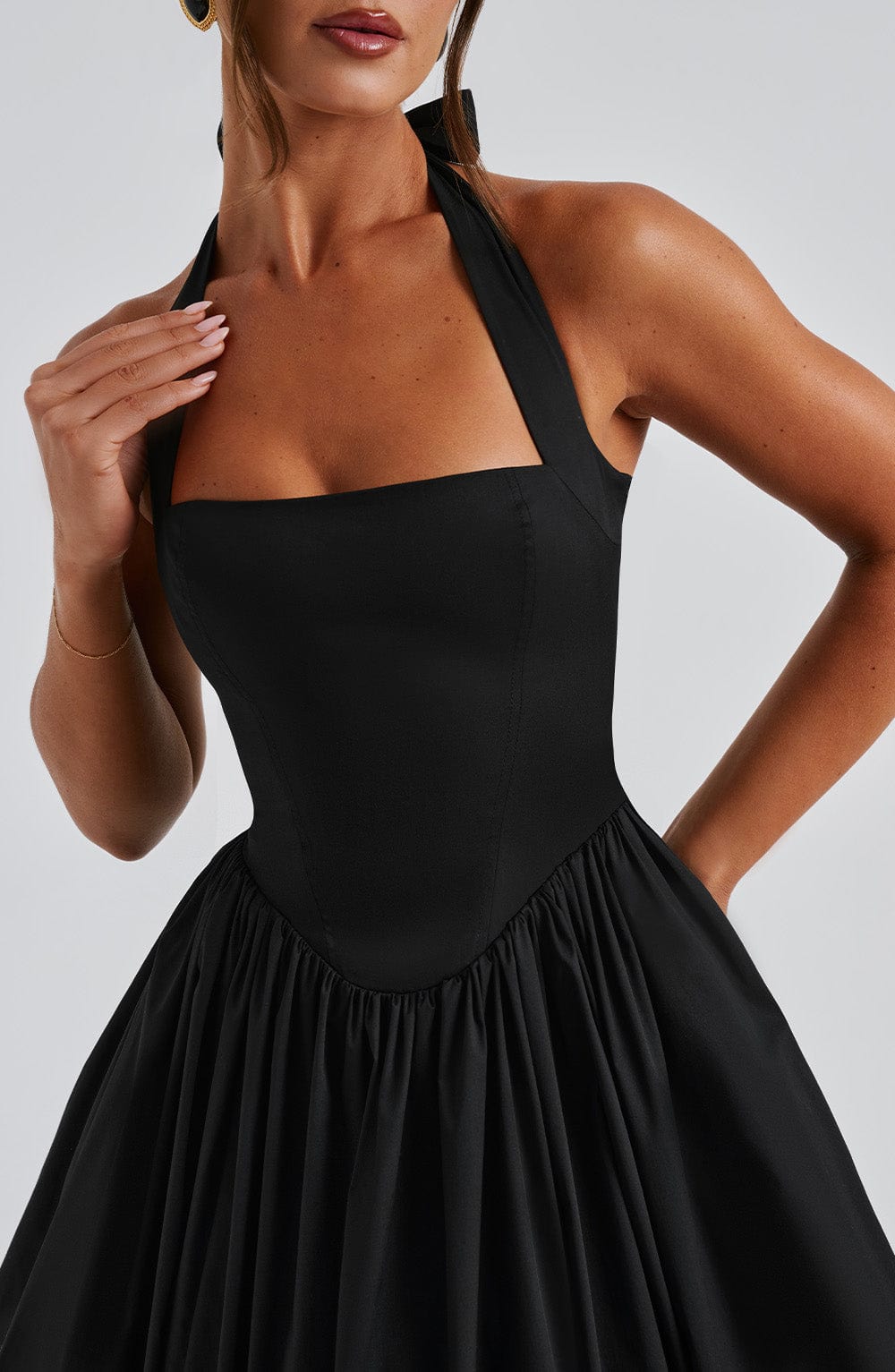 Chloe | Women’s Wedding Guest Halter Midi Dress by Selouva
