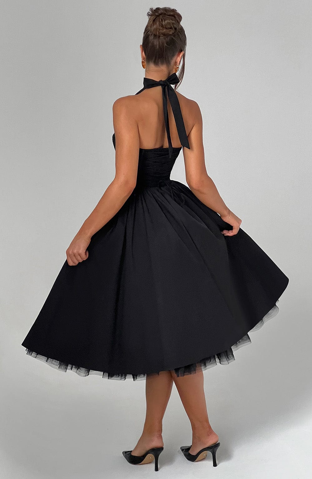 Chloe | Women’s Wedding Guest Halter Midi Dress by Selouva