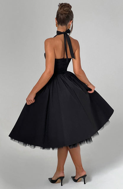 Chloe | Women’s Wedding Guest Halter Midi Dress by Selouva