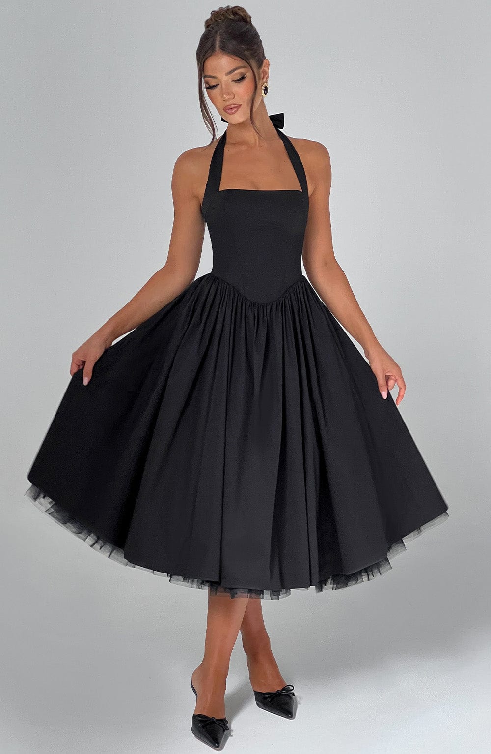 Chloe | Women’s Wedding Guest Halter Midi Dress by Selouva