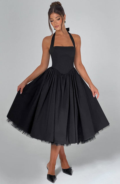 Chloe | Women’s Wedding Guest Halter Midi Dress by Selouva