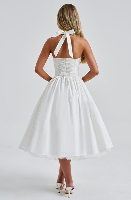 Chloe | Women’s Wedding Guest Halter Midi Dress by Selouva