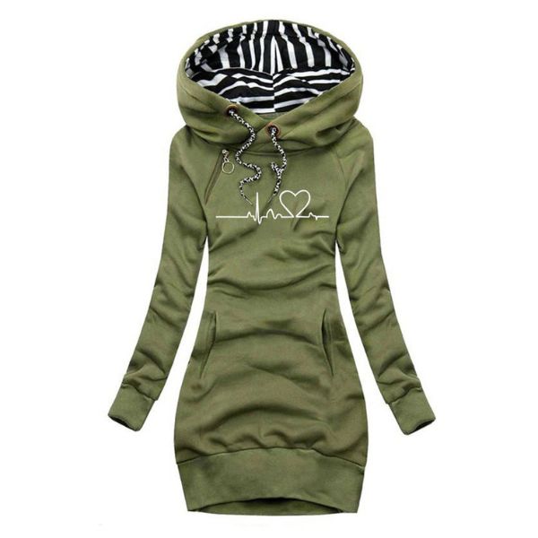 Kyra Sophisticated Hoodie Dress For Women With Striped Hood Lining by Selouva