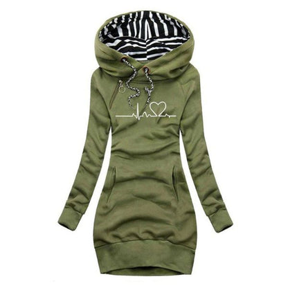 Kyra Sophisticated Hoodie Dress For Women With Striped Hood Lining by Selouva