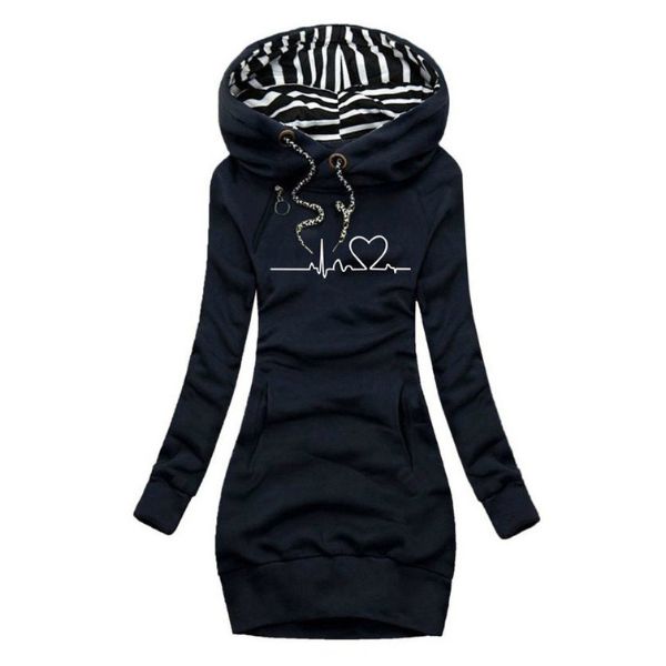 Kyra Sophisticated Hoodie Dress For Women With Striped Hood Lining by Selouva