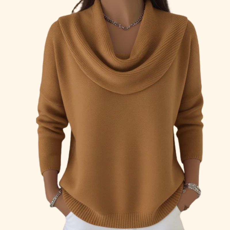 Cercie Elegant Draped Collar Sweater Luxury Soft Knit Top by Selouva
