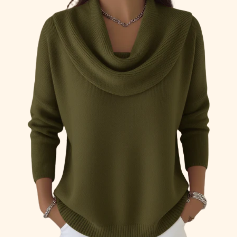 Cercie Elegant Draped Collar Sweater Luxury Soft Knit Top by Selouva