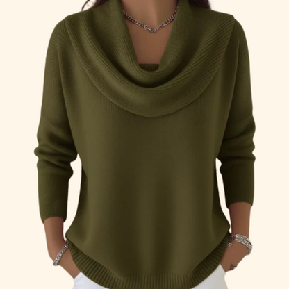 Cercie Elegant Draped Collar Sweater Luxury Soft Knit Top by Selouva