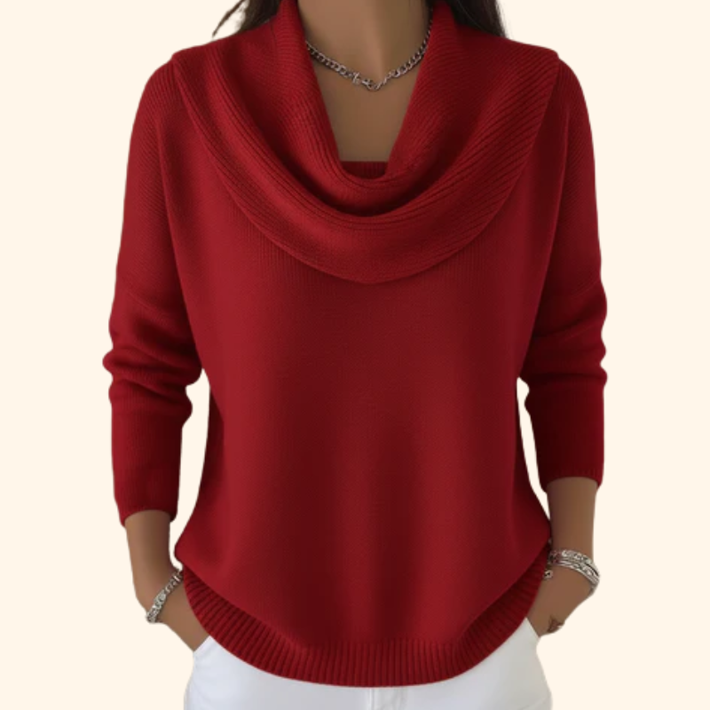 Cercie Elegant Draped Collar Sweater Luxury Soft Knit Top by Selouva