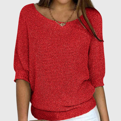Sofia Elegant Sweater Women Cozy Knit Top Taupe Knitwear by Selouva