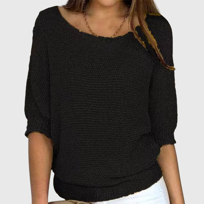 Sofia Elegant Sweater Women Cozy Knit Top Taupe Knitwear by Selouva