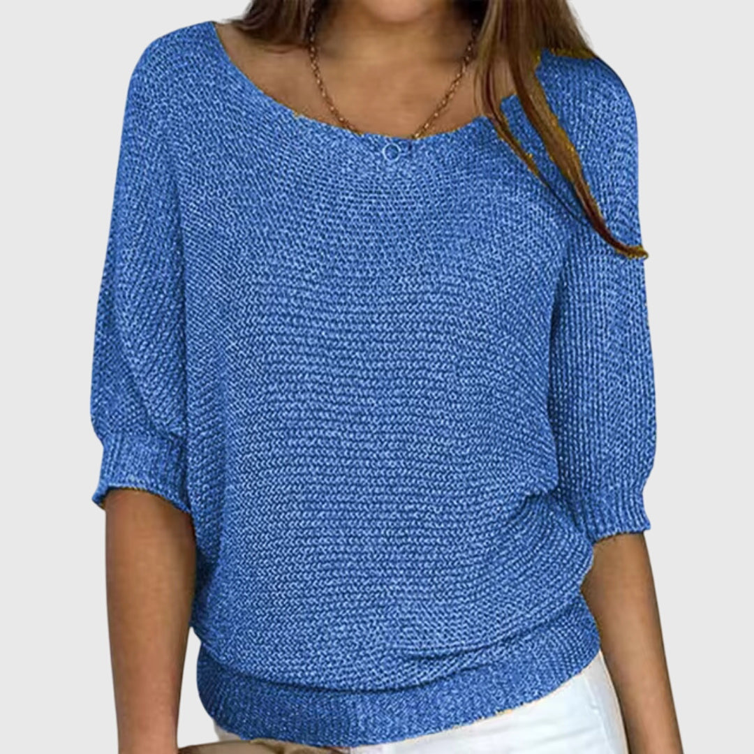 Sofia Elegant Sweater Women Cozy Knit Top Taupe Knitwear by Selouva