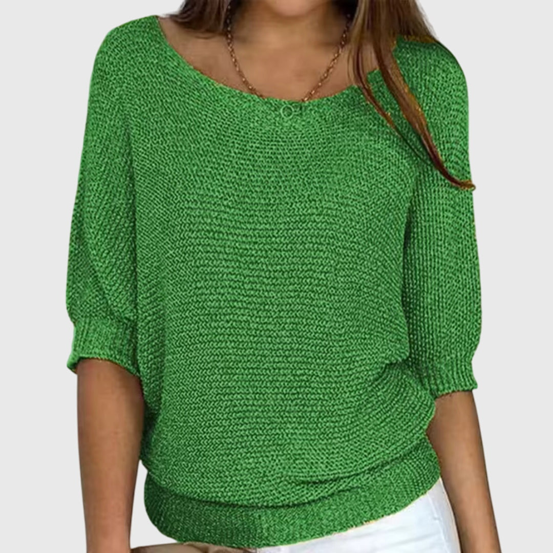 Sofia Elegant Sweater Women Cozy Knit Top Taupe Knitwear by Selouva