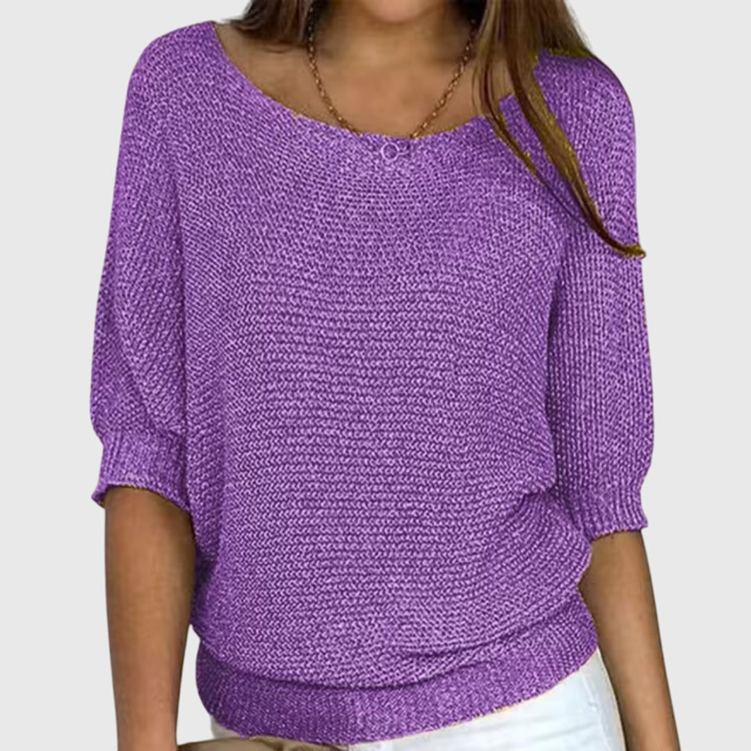 Sofia Elegant Sweater Women Cozy Knit Top Taupe Knitwear by Selouva