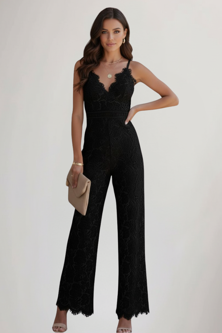 Women's Lace Vneck Jumpsuit for Summer by Selouva