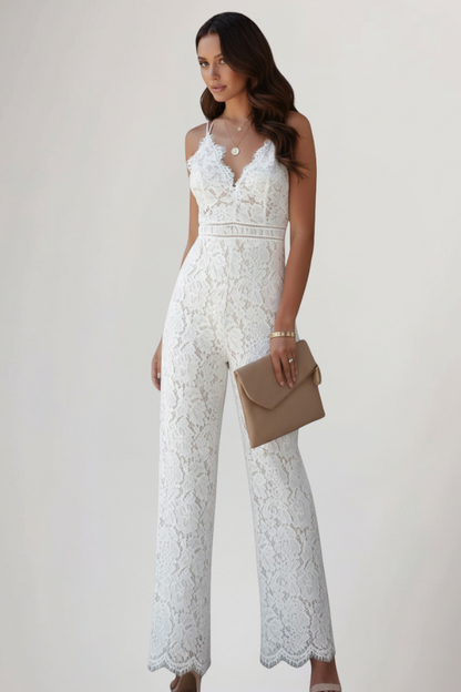 Women's Lace Vneck Jumpsuit for Summer by Selouva