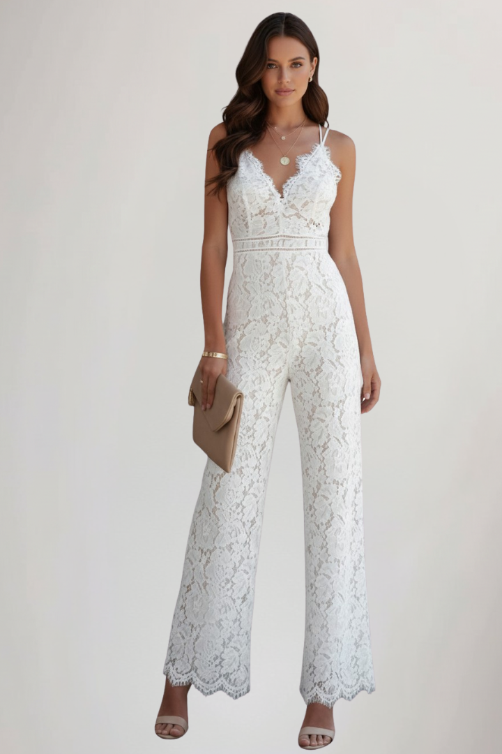 Women's Lace Vneck Jumpsuit for Summer by Selouva