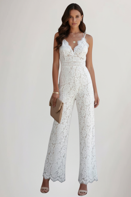 Women's Lace Vneck Jumpsuit for Summer by Selouva