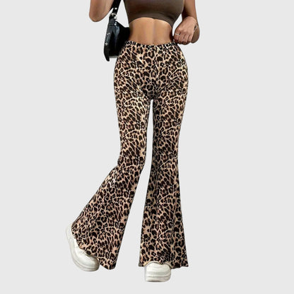 Leopard Print High Waist Bootcut Pants For Women All Day Comfort by Selouva