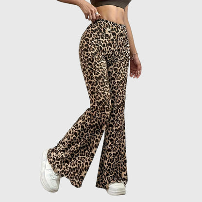 Leopard Print High Waist Bootcut Pants For Women All Day Comfort by Selouva