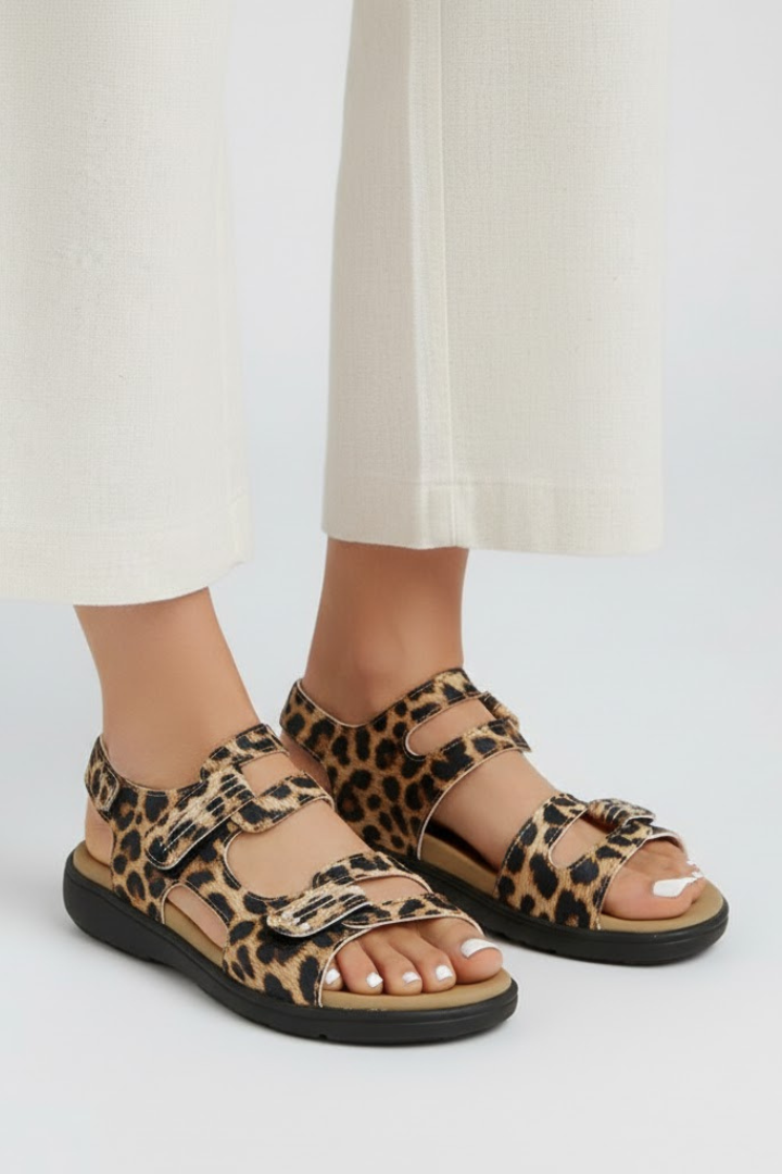 Blair Womens Leopard Print Multi Strap Toe Heeled Sandals by Selouva